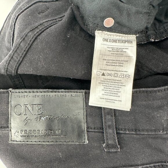 One Teaspoon X Freebirds Black Distressed Skinny Y2K Retro Denim 27 Ankle Jeans - Picture 8 of 8